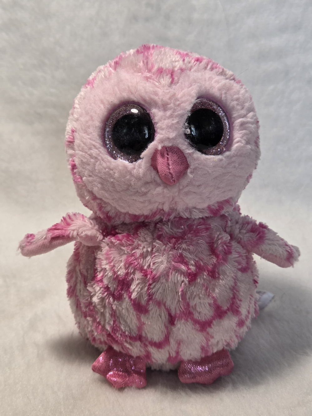 PINKY Ty Beanie Boos 6" Pink Barn Owl Glitter Eyes Stuffed Toy NO HANGTAG